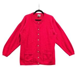 Vintage Wye Oaks Cardigan Sweater Grannycore Grandma Oversized S Red Knit